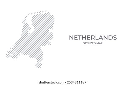 Stylized linear map of Netherlands in minimalistic style. 