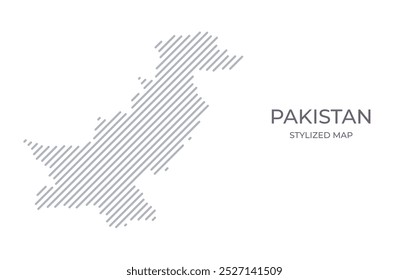 Stylized linear map of Pakistan in minimalistic style. Vector illustration of the map of the country.
