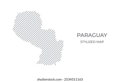 Stylized linear map of Paraguay in minimalistic style