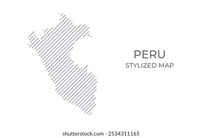 Mapa linear estilizado de Peru em estilo minimalista