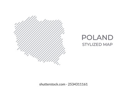 Mapa lineal estilizado de Polonia en estilo minimalista