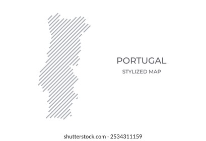 Mapa linear estilizado de Portugal em estilo minimalista