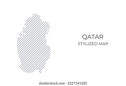 Stilisierte lineare Karte von Katar im minimalistischen Stil. Vektorgrafik der Landkarte.