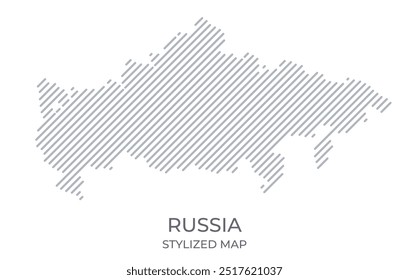 Mapa lineal estilizado de Rusia en estilo minimalista. Ilustración vectorial del mapa del país.