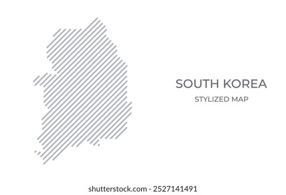 Stylized linear map of South Korea in minimalistic style. Vector illustration of the map of the country.