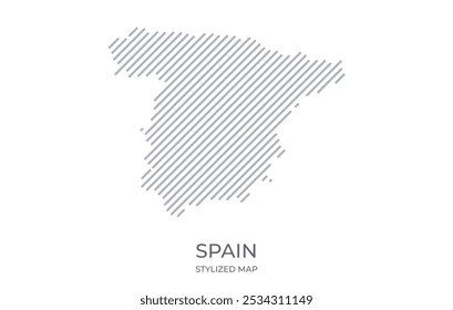 Mapa linear estilizado de Espanha em estilo minimalista