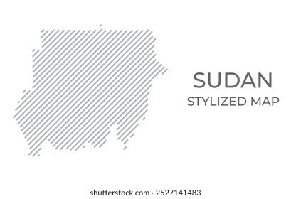 Stylized linear map of Sudan in minimalistic style. Vector illustration of the map of the country.