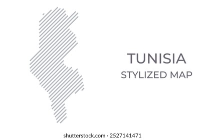Mapa lineal estilizado de Túnez en estilo minimalista. Ilustración vectorial del mapa del país.