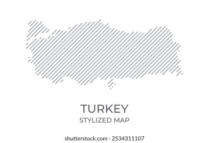 Mapa linear estilizado de Turquia em estilo minimalista
