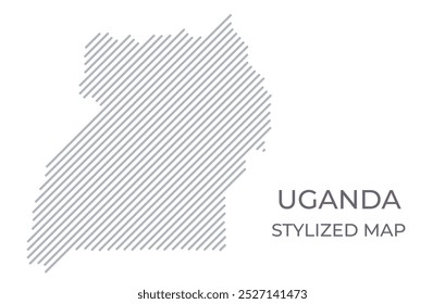 Stylized linear map of Uganda in minimalistic style. Vector illustration of the map of the country.