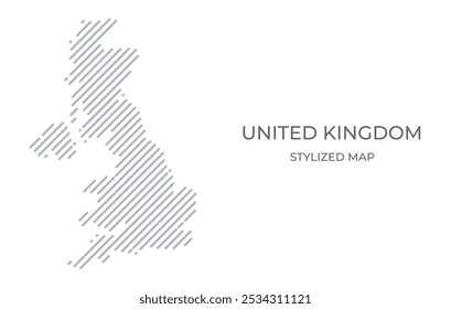 Stylized linear map of United Kingdom in minimalistic style