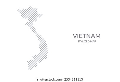 Mapa lineal estilizado de Vietnam en estilo minimalista