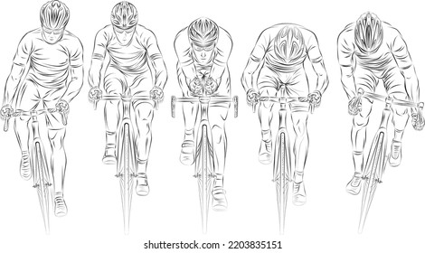 Stylized linear sketch of cyclist, athlete, man.