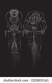 Stylized linear sketch of cyclist, athlete, man.