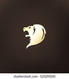 Stylized lion head logo. Luxury lion symbol.