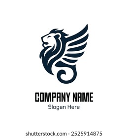 Diseño de logotipo de león estilizado con alas