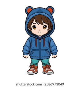 stylized little boy character illustration, good to use for stickers etc