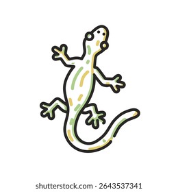 Lagarto estilizado rasteja ilustração gráfica fundo branco isolado