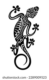 Stylized lizard. Decorative silhouette of reptile. Vector illustration of scaly lizard. Lizard logo.Totem design. Tattoo.