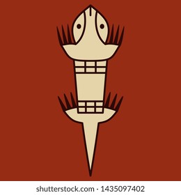 Stylized Lizard. Isolated Vector Illustration. Ancient Peruvian Tribal Motif From Nazca Or Nasca Pottery.