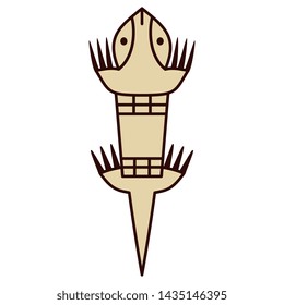 Stylized Lizard. Isolated Vector Illustration. Ancient Peruvian Tribal Motif From Nazca Or Nasca Pottery.