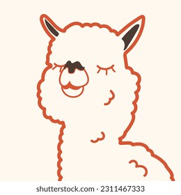 Stylized llama. Llama. Linear representation of a llama. Animals. Vector animal illustration. Stylized llama logo