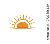  Stylized Loaf of Bread with Radiating Sunrise Symbolizing Fresh Morning Bakery