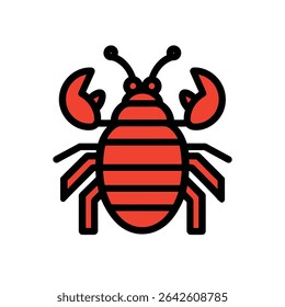 Stylized lobster displays stripes facing forward clearly