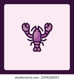 Stylized lobster illustration on a soft background with a dark purple border