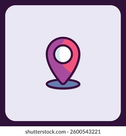 Stylized Location Marker Icon in Purple and Pink Hues on Soft Backdrop