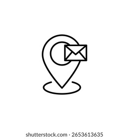 Stylized Location Pin With Email Symbol For Notification Or Message