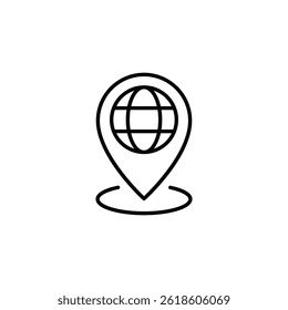 Stylized location pinpoint combined with globe, navigation concept design