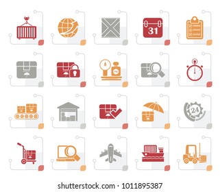 Stylized Logistic and Shipping icons - vector icon set