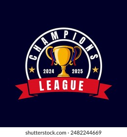 Stylized logo badge featuring a trophy with ribbons, designed for a champions league or competition