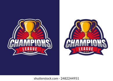 Stylized logo badge featuring a trophy with ribbons, designed for a champions league or competition