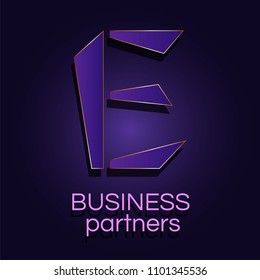 Stylized logo capital letter E design in ultra violet