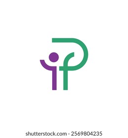 A stylized logo combining the letters 'i' and 'P' in purple and green colors, with the 'i' resembling a person raising one arm