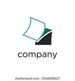 A stylized logo of a company with an abstract design of a paper sheet and a folder, accompanied by the word 'company' below it.