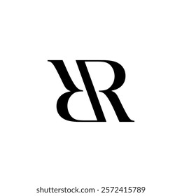 A stylized logo consisting of two mirrored and overlapping letter 'R's in black on a white background