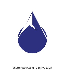 Logotipo estilizado com um pico de montanha azul em forma de lágrima. O design é simples e moderno.