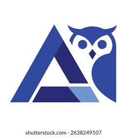 A stylized logo featuring a blue owl and a stylized letter "A" formed by triangles.