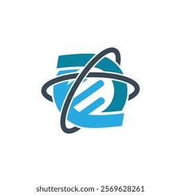 A stylized logo featuring a blue and teal globe with two intersecting elliptical rings, suggesting themes of global connectivity and technology