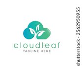 A stylized logo featuring a cloud shape in teal and mint green gradients, with stylized white leaves emerging from the center.