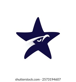 A stylized logo featuring a dark blue star shape with a white eagle design positioned prominently within its center.