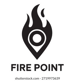 A stylized logo featuring a flame with a map pin at its center, symbolizing a specific location or point of interest. The word 'FIRE POINT' is written in bold, capital letters below the logo.