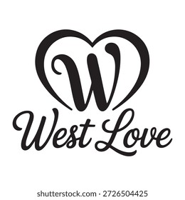 Un logotipo estilizado con un corazón con la letra 'W' en su interior y el texto 'West Love' debajo.