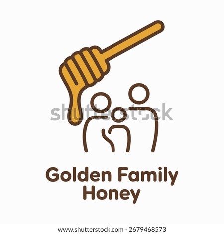 Stylized logo featuring a honey dipper dripping golden honey over a family silhouette, with the text 'Golden Family Honey'.