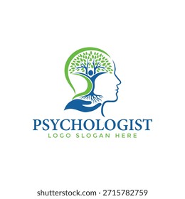 Ein stilisiertes Logo mit einem menschlichen Kopf, in dessen Innerem ein Baum wächst, der Wachstum und geistiges Wohlbefinden symbolisiert und für Psychologen bestimmt ist.