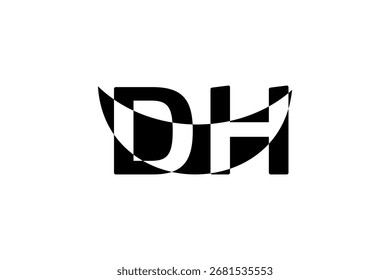 un logotipo estilizado con las letras "DH"