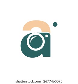 Un logotipo estilizado con una letra minúscula "a" y un icono de cámara. Este diseño es perfecto para un estudio de Fotografía, App o marca de cámara.